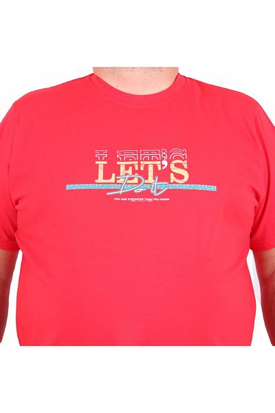 Starbattal Men's Plus Size Crew Neck T-Shirt Let's Do It 25186 Red