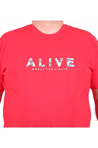 Starbattal Men's Plus Size Crew Neck T-Shirt Alive 25187 Red