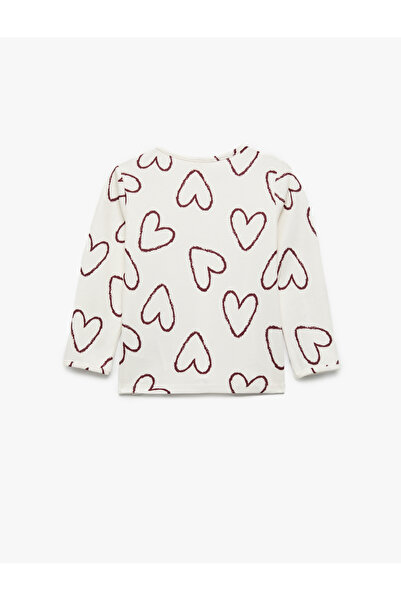 Koton Μακρυμάνικο μπλουζάκι με λαιμόκοψη με σχέδιο καρδιάς
