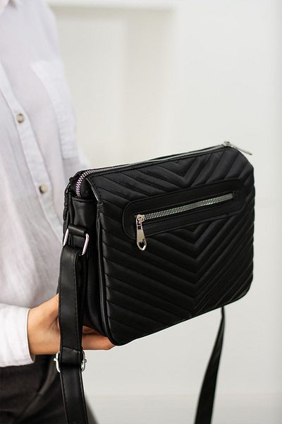 H&D COLLECTİON Quilted 3 Compartment Lined Long Strap Very Useful Crossbody and Shoulder Bag 1403