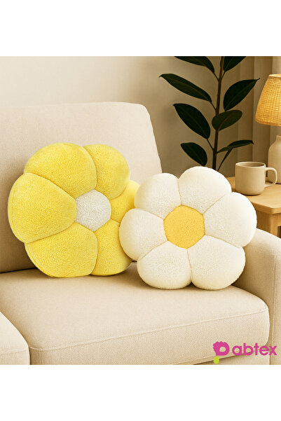 Pabtex Papatya Şeklinde Peluş Yastık Seti – 2'li Yumuşak Tasarım 40 cm