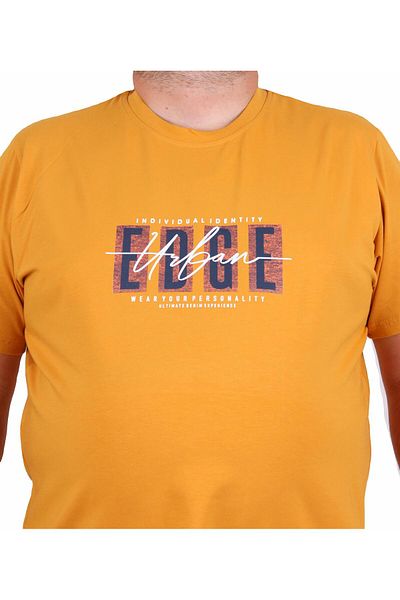 Starbattal Men's Plus Size Crew Neck T-Shirt Edge 25190 Mustard