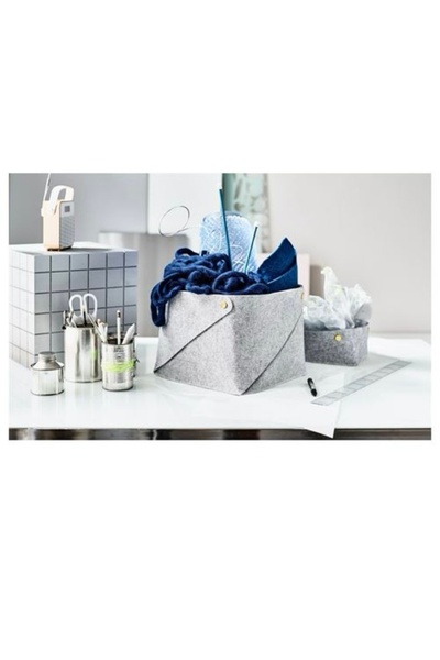 IKEA Pudda Box Gray, Felt 28X28X23Cm