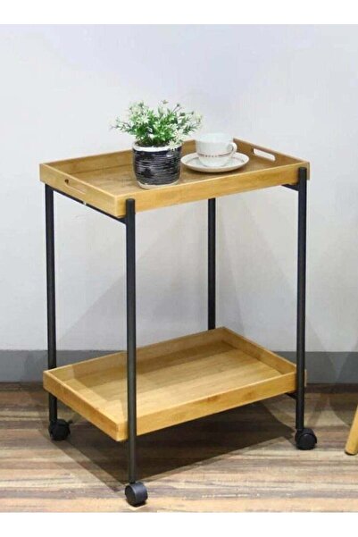 co arma Mobile Serving Cart 3 Tiers Wooden with Metal Base