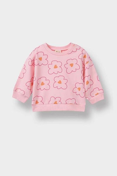 DeFacto 2 Pcs Floral Sweatshirt Spanish Leggings Pink Baby Girl Bottom-Top Set F0514A5/Pn99