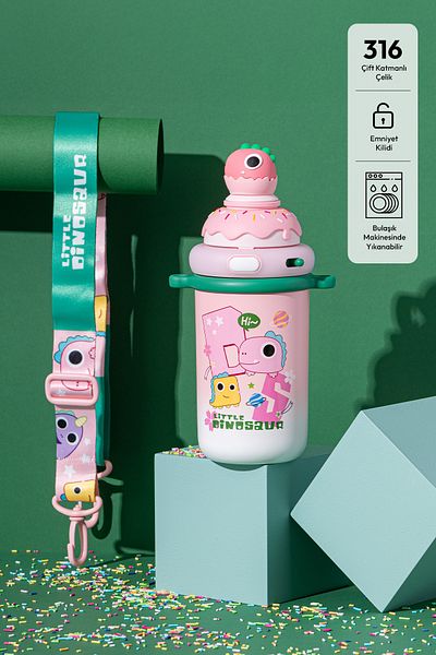 Emsan Baby Dinosaur Thermos Pink 450 ml
