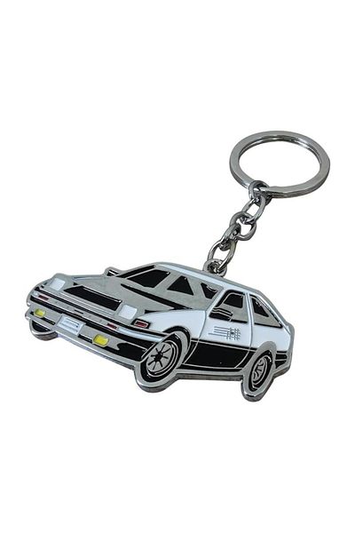 Generic Premium Metal Enamel Classic Sports Car Keychain, Black and Silver Finish