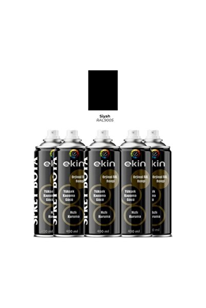 Ekin Boya Parlak Siyah Sprey Boya 400 ml - 5 Adet