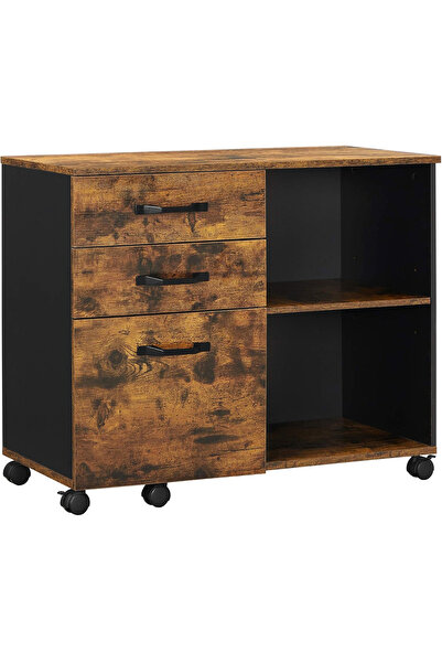 VASAGLE Dulap mobil tip rollbox pentru birou, sertar cu șină pentru dosare, stil industrial, 40x80x66 cm