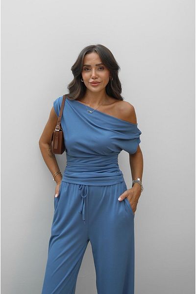 Havoş Blue Hendry Blouse Pants Modal Suit