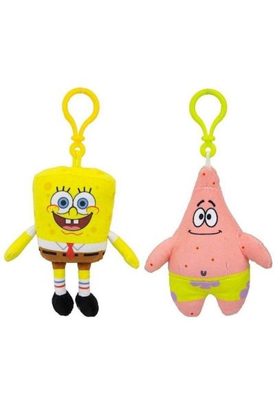 SPONGEBOB Set 2 Plush Toys and Patrick, 12cm + 2 Stickers