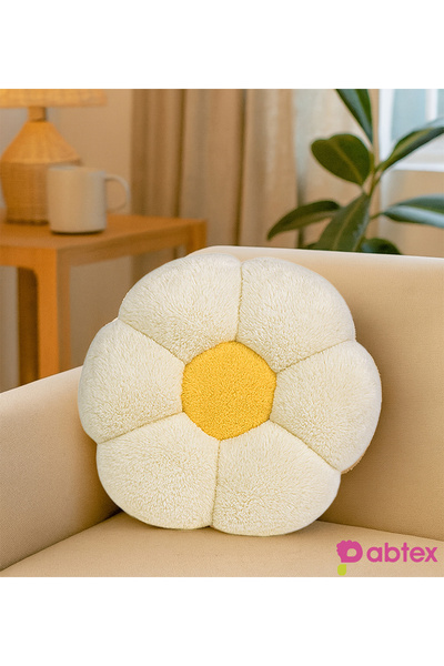 Pabtex Ev ve Oda Dekorasyonu için Papatya Şeklinde Peluş Yastık 40 cm