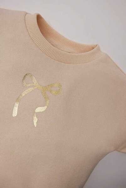 DeFacto 2'li Parlak Baskılı Sweatshirt Tütü Etek Siyah Kız Bebek Alt-Üst Takım D7255A5/BK81