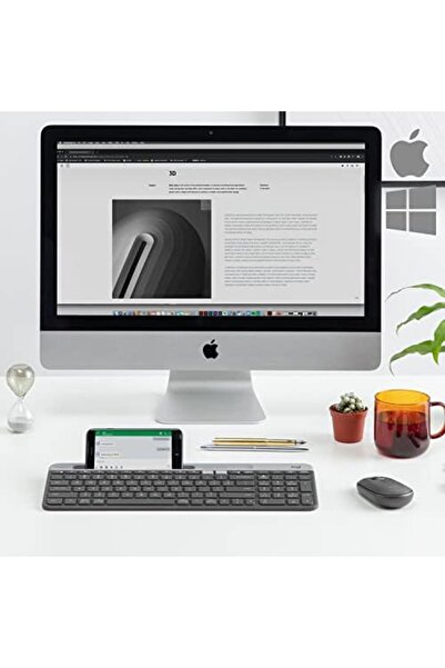 logitech لوحة مفاتيح لاسلكية متعددة الأجهزة K580 رفيعة (جرافيت)