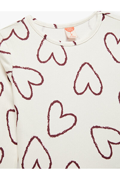 Koton Μακρυμάνικο μπλουζάκι με λαιμόκοψη με σχέδιο καρδιάς