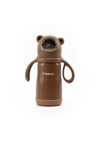 Kidnort Termos de lichide si biberon pentru copii Paere, 270 ml maro, sterili...