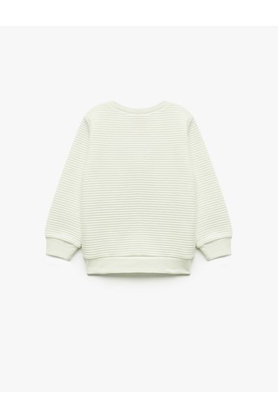 Koton Crew Neck Embroidered Textured Long Sleeve Sweatshirt