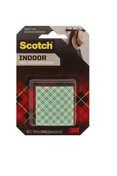 3M Scotch 111 Heavy Duty Mounting Squares | 1" x 1" Strong Adhesion
