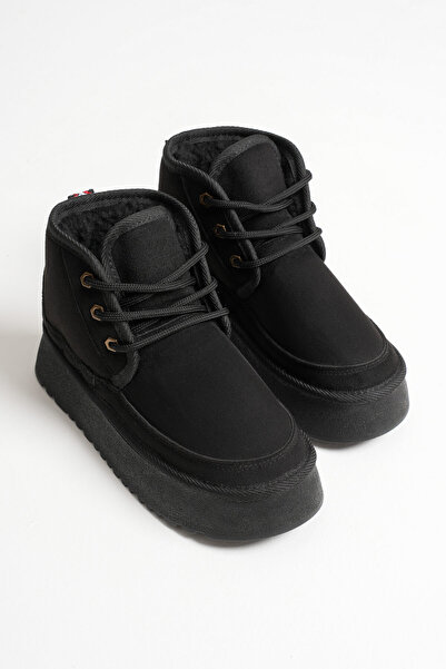 Zerenyus Elena Premium Women's Black Winter Thick Sole Boots with Fur Inside