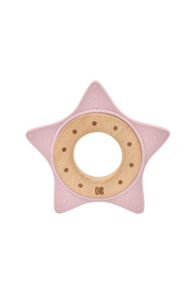 Kikka Boo KikkBoo silicone and wooden teething toy Star Pink