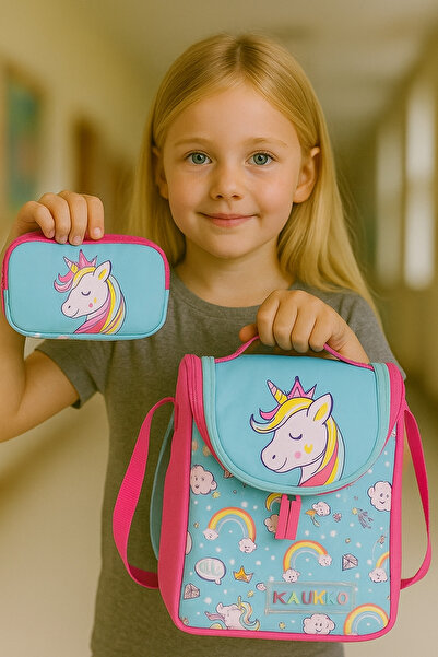 KAUKKO Toys Unicorn Beslenme Çantası ve Kalem Çantası