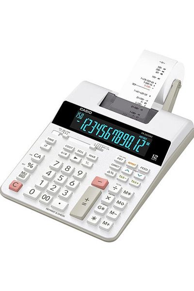 Casio tape calculator 2 color printing white