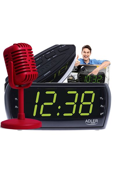 adler Radio Alarm Clock, Adler, AD1121, Large LED Screen, AM/FM