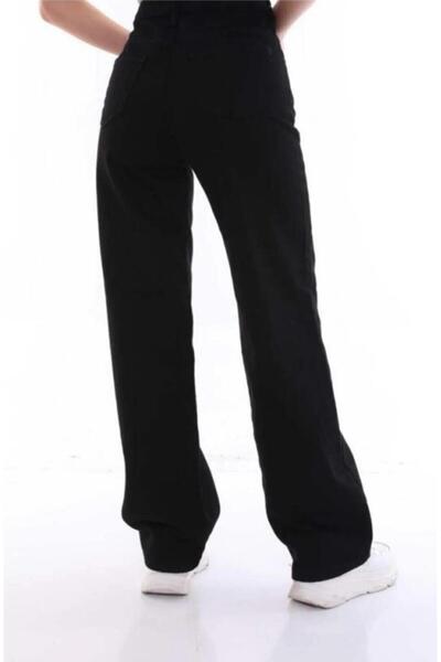 Shield Life Το μαύρο φαρδύ γυναικείο τζιν παντελόνι με ψηλόμεσο ίσιο είναι κατάλληλο για το σχολείο