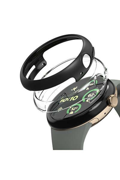 Dali Protective case for Google Pixel Watch 3 45mm, Slim, set of 2, silicone, Black/Transparent