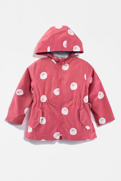 Midimod Gold Girl's 2-6 Years Old Hooded Lamb Patterned Raincoat