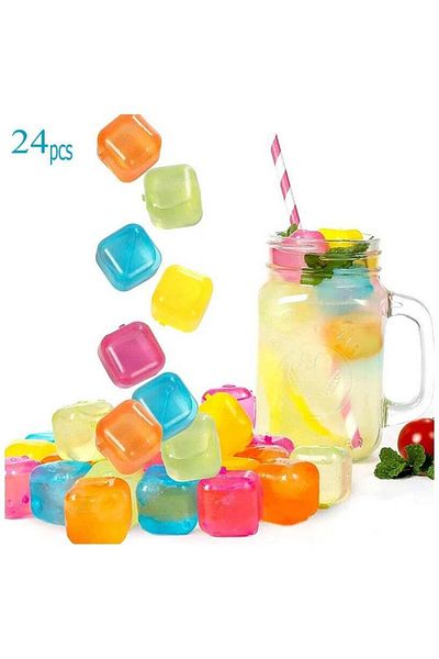 co arma Reusable Plastic Ice Cube Mould Set, 24 Pieces, Multicolor