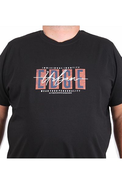 Starbattal Men's Plus Size Crew Neck T-Shirt Edge 25190 Black