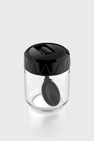 Renga Lexa 210 ml Glass Spice Jar with Spoon 161019 Black