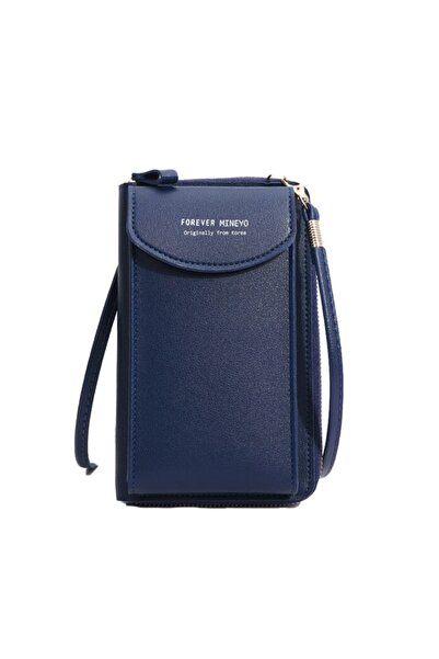 OEM Forever Mineyo Crossbody Phone Bag, Wallet Type, Two Pockets, -Leather, Dark Blue