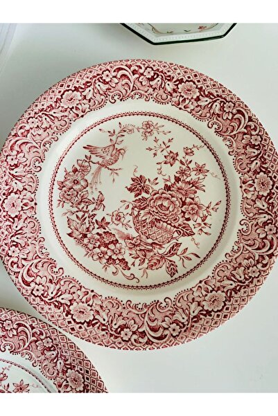 ironstone Londra'dan Pembe Çiçek ve Anka Kuşu Desenli 6 Adet İngiliz Porselen...