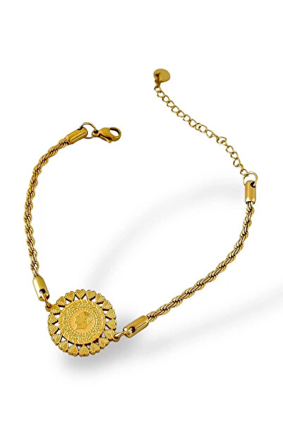 Mutenaura سوار من الفولاذ بتفاصيل ربعية باللون الذهبي