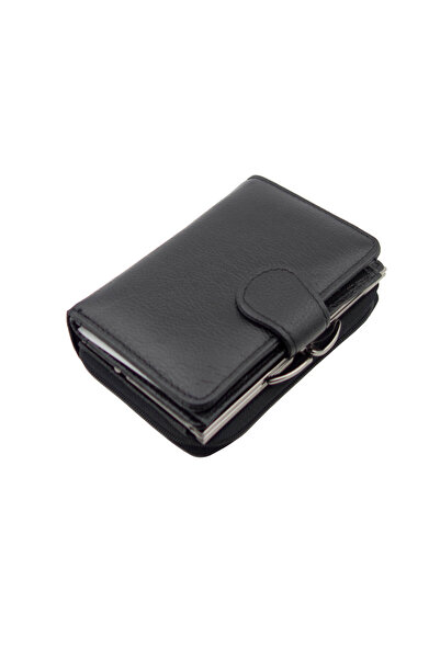 OEM Women's wallet, Black genuine leather, TITA, 9 x 12.5 x 3.5 cm - PR195