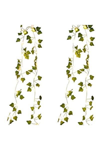Jenuos Set ghirlanda de iedera cu lumini LED, JENUOS, 2m, set de 2, verde
