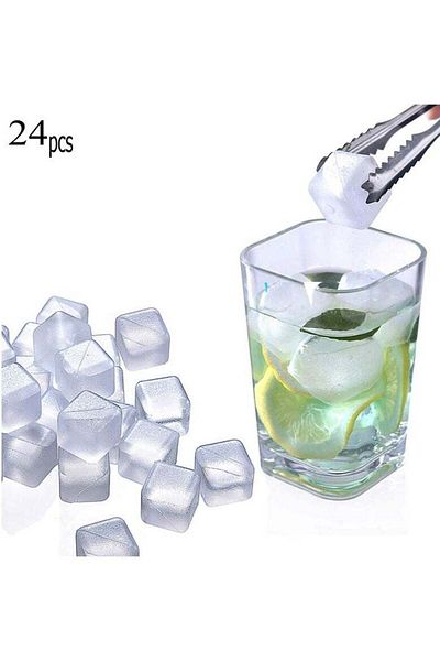 Arma Reusable Plastic Freezable Ice Cube Trays Set, 24 Pieces, Multicolor