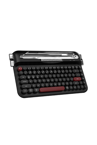 Coverzone Retro Daktilo Klavye Bluetooth & 2.4G, Standlı, Yuvarlak Tuşlu, Erg...