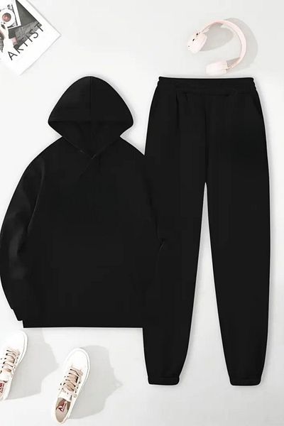 CLAYES Unisex Black We Need Printed Tracksuit Hoodie - Winter Embossed Fabric