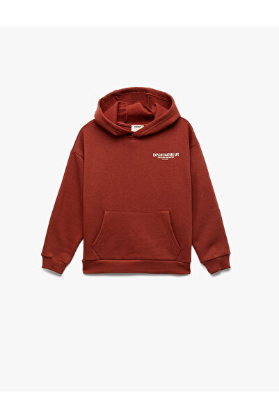Koton Uzun Kollu Baskılı Şardonlu Pamuklu Kapşonlu Sweatshirt