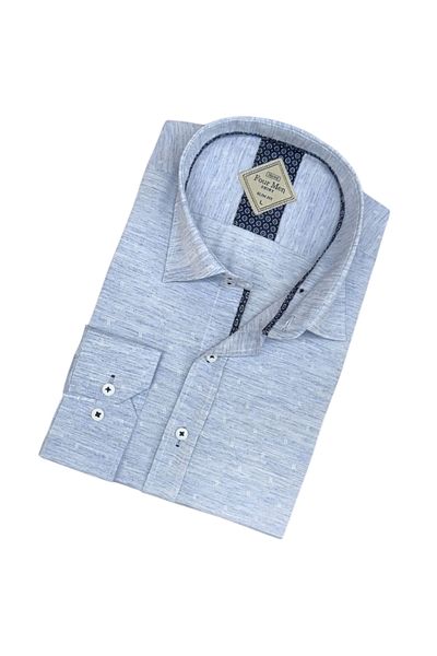 GÖMLEK GALERİSİ Slim Fit Slim Fit Plain Long Sleeve Dobby Men's Shirt