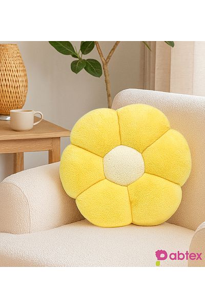 Pabtex Daisy Shaped Plush Pillow for Home and Room Decoration 40 cm
