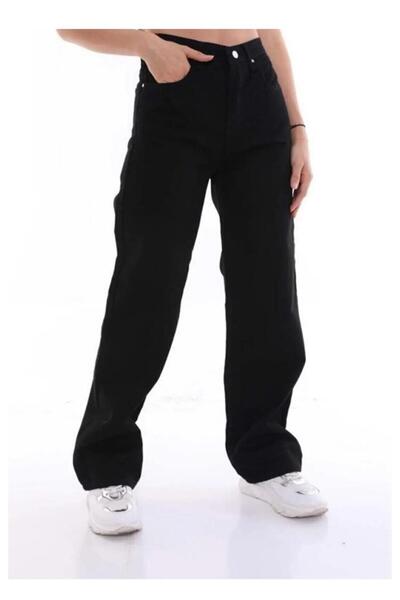 Shield Life Το μαύρο φαρδύ γυναικείο τζιν παντελόνι με ψηλόμεσο ίσιο είναι κατάλληλο για το σχολείο