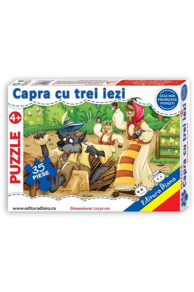 Diana Goat with three kids. Puzzle 35 pieces