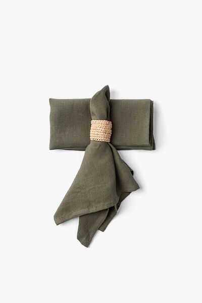 JOJOMIA Lona 2-Piece Linen Fabric Serving Presentation Napkin 45X45 Khaki