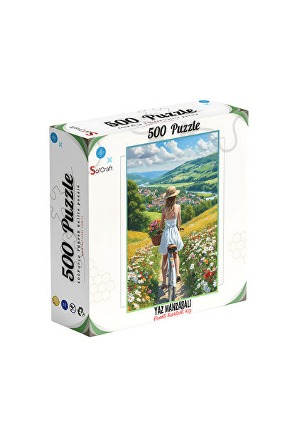 Soi Craft لغز مكون من 500 قطعة لصورة صيفية لقرية جبلية مع زهور ودراجة بناتي