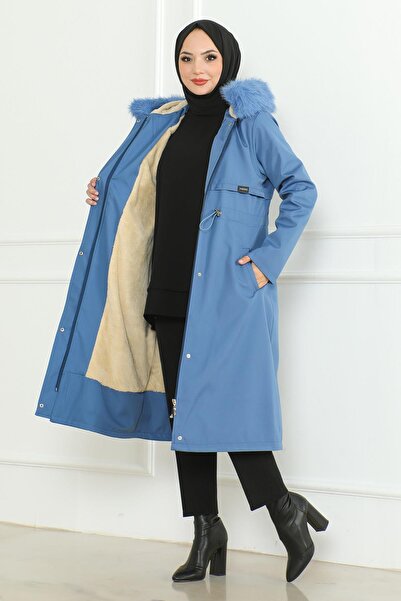 Missvalle Μπουφάν με κρυφό φερμουάρ μπλε 19211