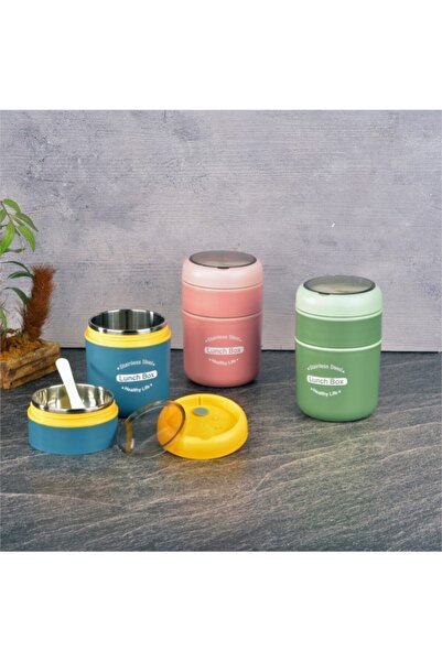 Duman 2 Katlı Çelik İçli Yemek Termosu İ Isıyı Uzun Süre Koruyan İSızdırmaz, Taşınabilir